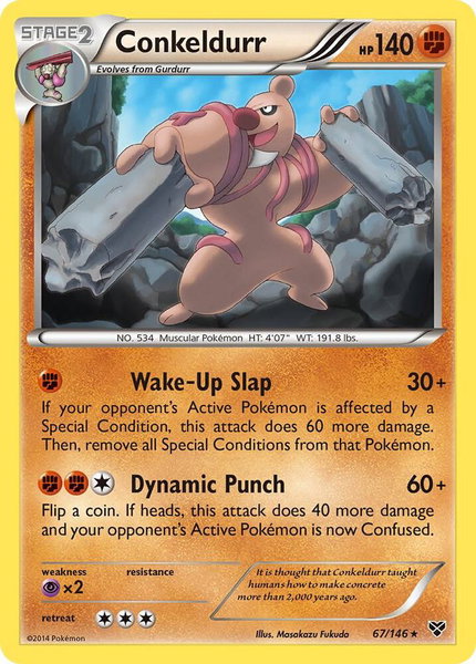Conkeldurr trading card from XY Base Set Conkeldurr - XY Base Set Pokémon trading card