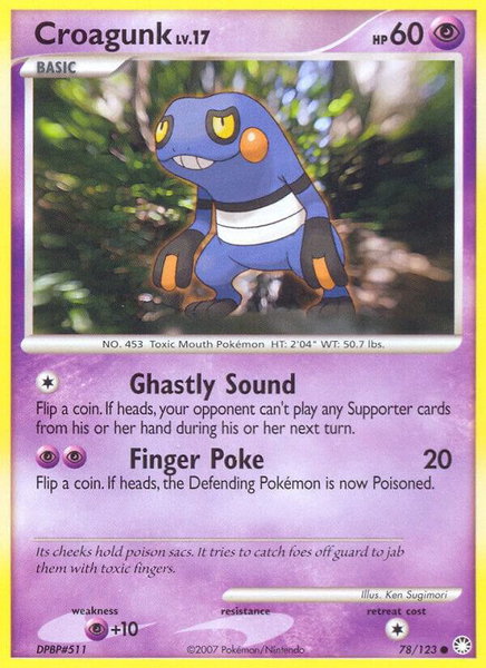 Croagunk trading card from Mysterious Treasures Croagunk - Mysterious Treasures Pokémon trading card