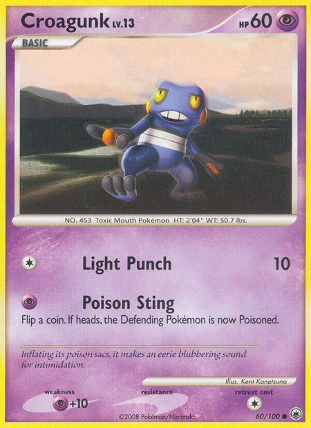 Croagunk trading card from Majestic Dawn Croagunk - Majestic Dawn Pokémon trading card