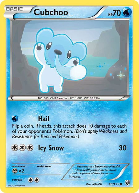 Cubchoo - Plasma Storm Pokémon trading card