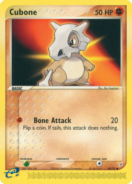 Cubone trading card from Team Magma vs Team Aqua Cubone - Team Magma vs Team Aqua Pokémon trading card
