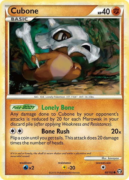 Cubone trading card from Triumphant Cubone - Triumphant Pokémon trading card