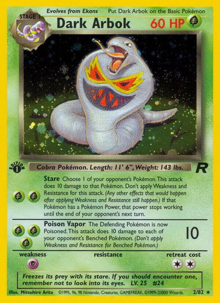 Dark Arbok (2) trading card from Team Rocket Dark Arbok (2) - Team Rocket Pokémon trading card