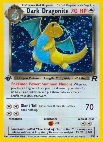 Dark Dragonite (5) trading card from Team Rocket Dark Dragonite (5) - Team Rocket Pokémon trading card
