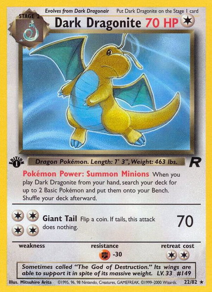 Dark Dragonite (22) trading card from Team Rocket Dark Dragonite (22) - Team Rocket Pokémon trading card