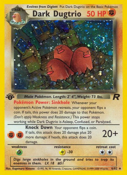 Dark Dugtrio (6) - Team Rocket Pokémon trading card