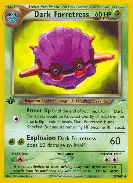 Dark Forretress trading card from Neo Destiny Dark Forretress - Neo Destiny Pokémon trading card