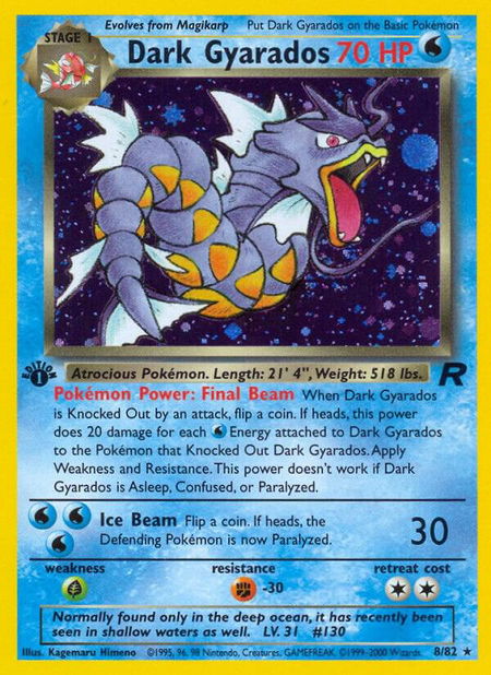 Dark Gyarados (8) - Team Rocket Pokémon trading card