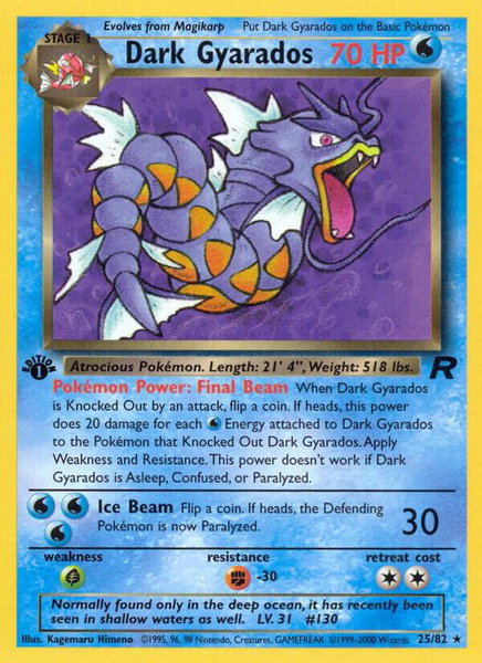 Dark Gyarados (25) trading card from Team Rocket Dark Gyarados (25) - Team Rocket Pokémon trading card