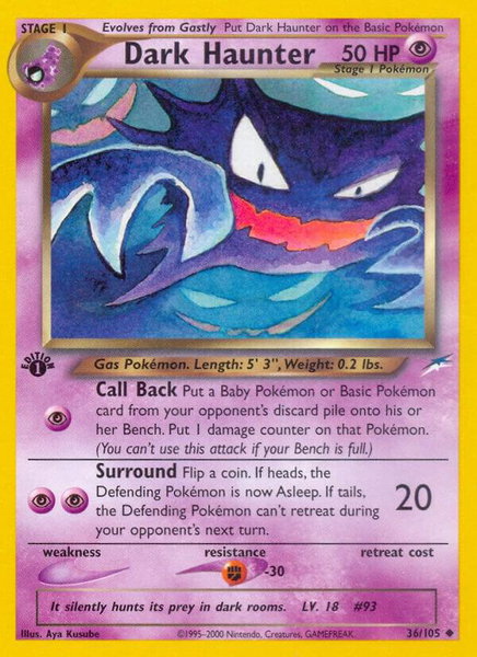 Dark Haunter trading card from Neo Destiny Dark Haunter - Neo Destiny Pokémon trading card