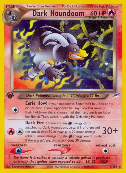 Dark Houndoom trading card from Neo Destiny Dark Houndoom - Neo Destiny Pokémon trading card