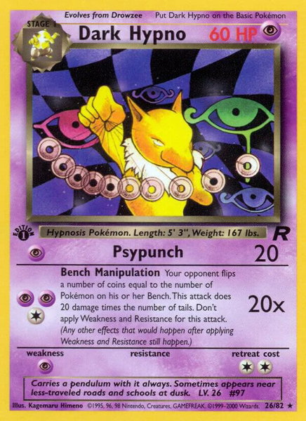 Dark Hypno (26) trading card from Team Rocket Dark Hypno (26) - Team Rocket Pokémon trading card