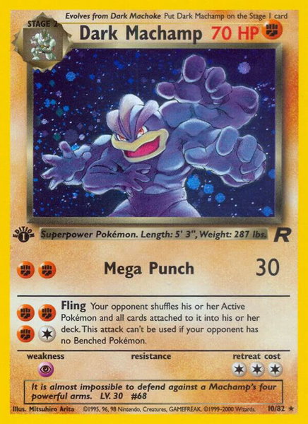Dark Machamp (10) trading card from Team Rocket Dark Machamp (10) - Team Rocket Pokémon trading card