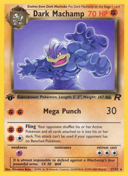 Dark Machamp (27) trading card from Team Rocket Dark Machamp (27) - Team Rocket Pokémon trading card