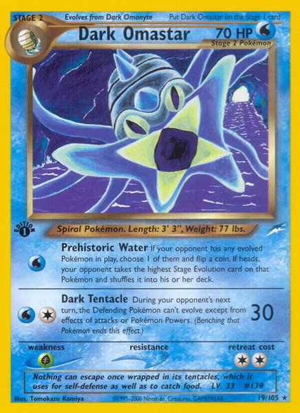 Dark Omastar trading card from Neo Destiny Dark Omastar - Neo Destiny Pokémon trading card