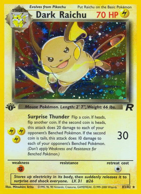 Dark Raichu - Team Rocket Pokémon trading card