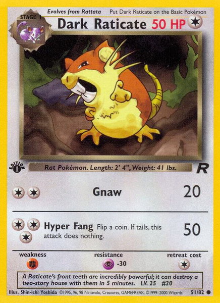 Dark Raticate - Team Rocket Pokémon trading card