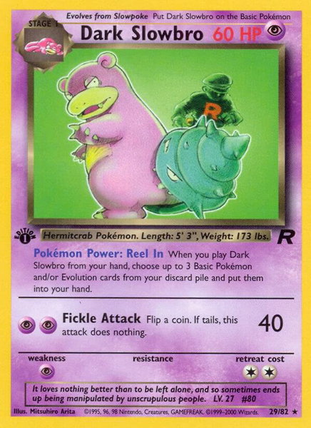 Dark Slowbro (29) trading card from Team Rocket Dark Slowbro (29) - Team Rocket Pokémon trading card