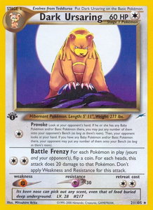 Dark Ursaring - Neo Destiny (N4) #021/105 - Rare Pokémon Trading Card