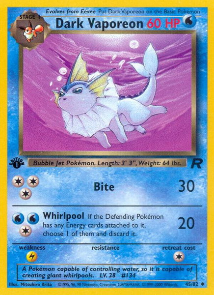Dark Vaporeon - Team Rocket Pokémon trading card