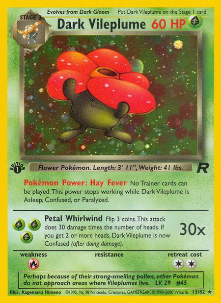 Dark Vileplume (13) - Team Rocket Pokémon trading card