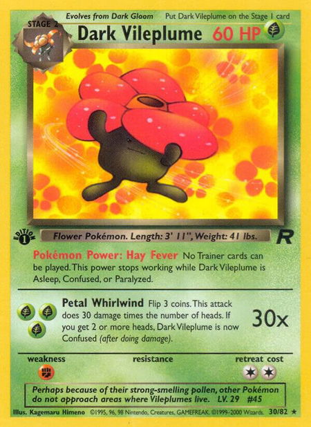 Dark Vileplume (30) - Team Rocket Pokémon trading card