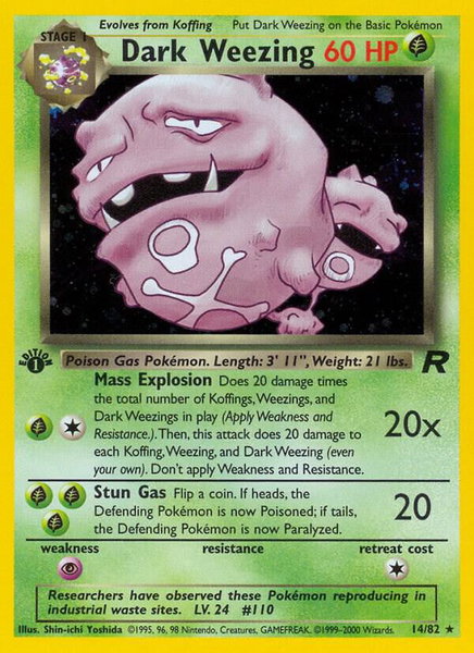 Dark Weezing (14) trading card from Team Rocket Dark Weezing (14) - Team Rocket Pokémon trading card