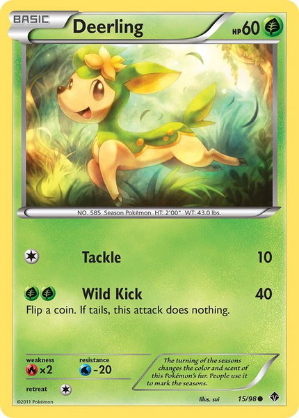 Deerling trading card from Emerging Powers Deerling - Emerging Powers Pokémon trading card