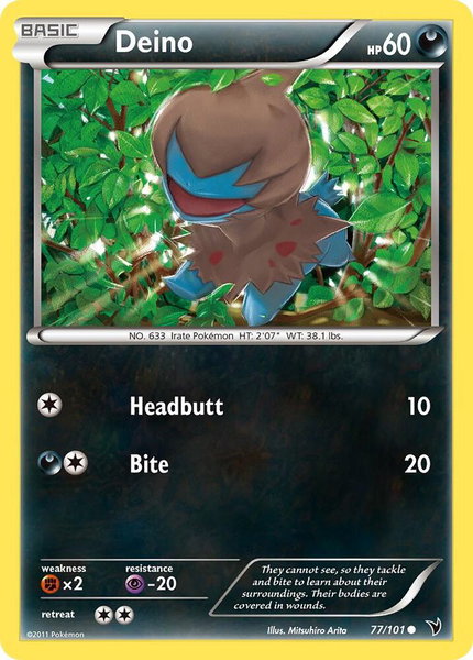 Deino trading card from Noble Victories Deino - Noble Victories Pokémon trading card