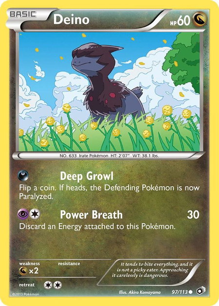 Deino trading card from Legendary Treasures Deino - Legendary Treasures Pokémon trading card