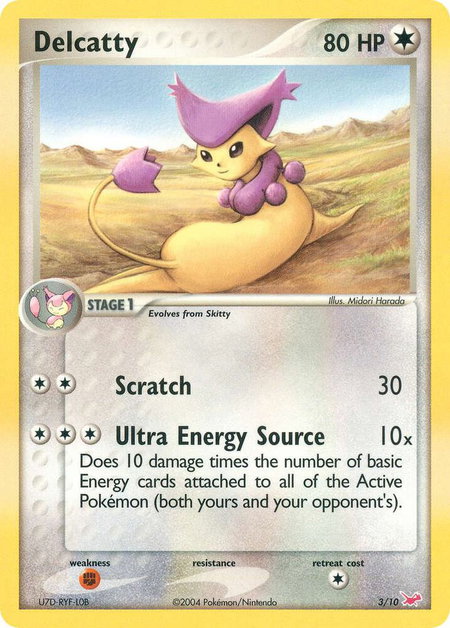 Delcatty trading card from EX Trainer Kit 1: Latias & Latios Delcatty - EX Trainer Kit 1: Latias & Latios Pokémon trading card