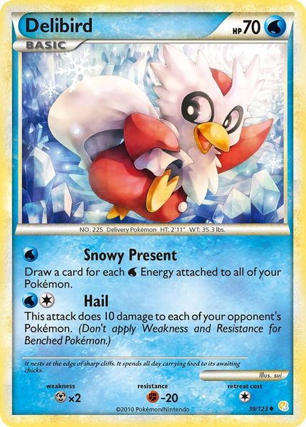 Delibird trading card from HeartGold SoulSilver Delibird - HeartGold SoulSilver Pokémon trading card