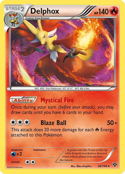 Delphox trading card from XY Base Set Delphox - XY Base Set Pokémon trading card