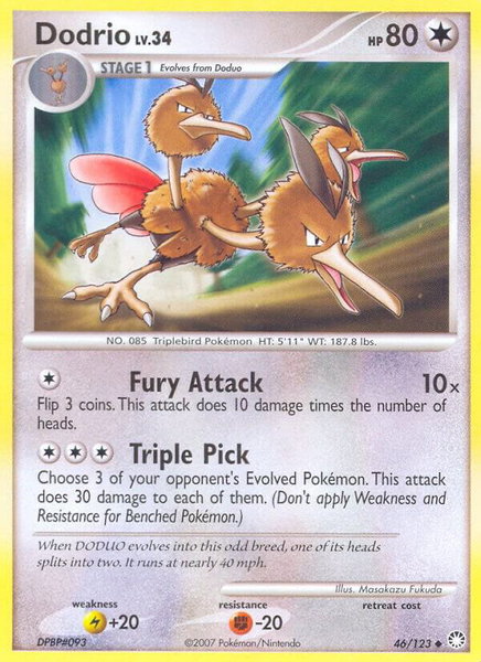 Dodrio trading card from Mysterious Treasures Dodrio - Mysterious Treasures Pokémon trading card