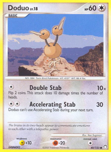 Doduo trading card from Mysterious Treasures Doduo - Mysterious Treasures Pokémon trading card