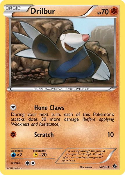 Drilbur (54) trading card from Emerging Powers Drilbur (54) - Emerging Powers Pokémon trading card