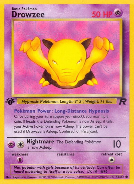 Drowzee trading card from Team Rocket Drowzee - Team Rocket Pokémon trading card