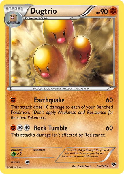 Dugtrio trading card from XY Base Set Dugtrio - XY Base Set Pokémon trading card