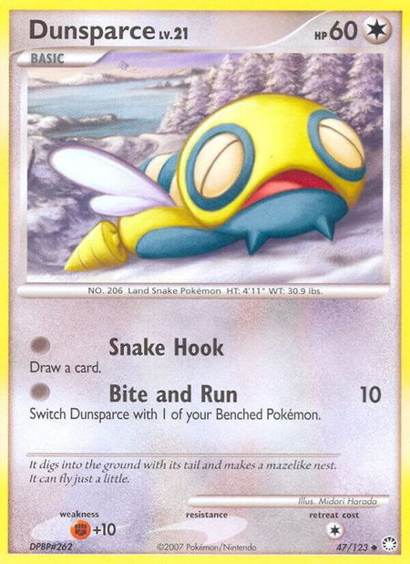 Dunsparce trading card from Mysterious Treasures Dunsparce - Mysterious Treasures Pokémon trading card