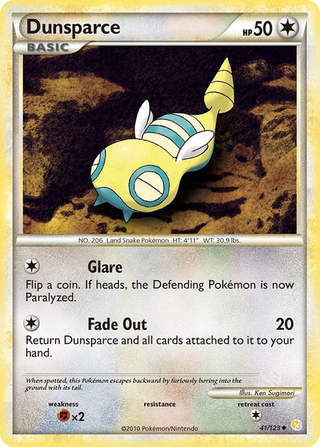 Dunsparce - HeartGold SoulSilver Pokémon trading card