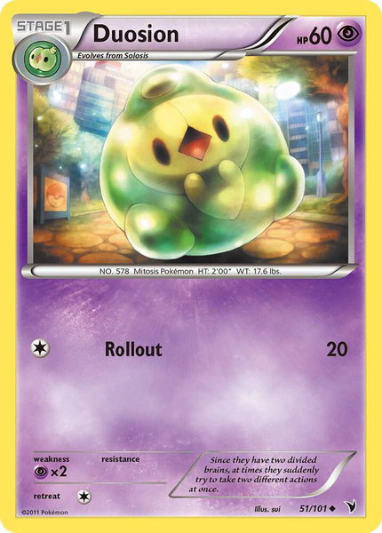 Duosion trading card from Noble Victories Duosion - Noble Victories Pokémon trading card