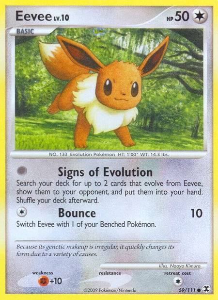Eevee trading card from Rising Rivals Eevee - Rising Rivals Pokémon trading card