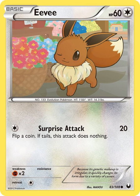 Eevee (83) - Dark Explorers Pokémon trading card