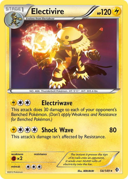 Electivire trading card from Boundaries Crossed Electivire - Boundaries Crossed Pokémon trading card