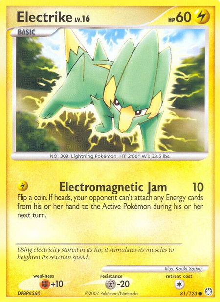 Electrike trading card from Mysterious Treasures Electrike - Mysterious Treasures Pokémon trading card