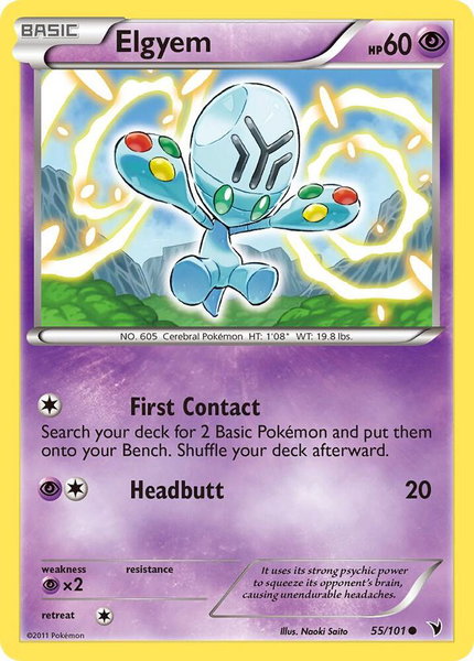 Elgyem (55) trading card from Noble Victories Elgyem (55) - Noble Victories Pokémon trading card