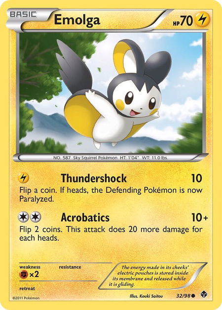 Emolga - Emerging Powers Pokémon trading card