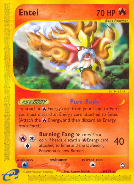 Entei - Aquapolis Pokémon trading card