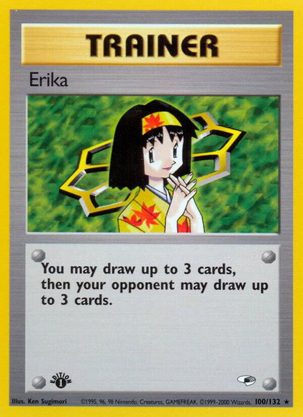 Erika (100) trading card from Gym Heroes Erika (100) - Gym Heroes Pokémon trading card