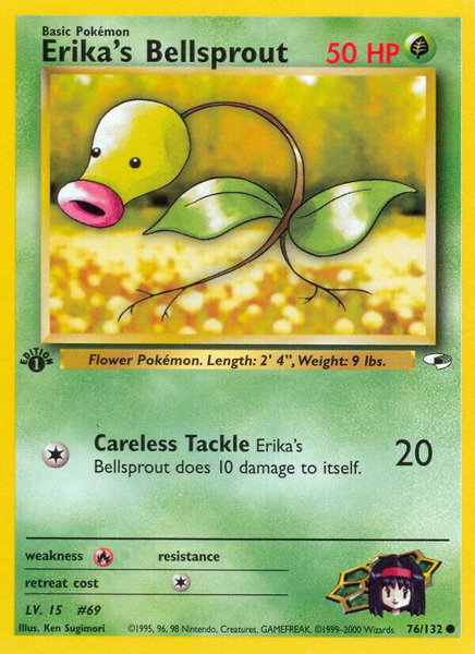 Erika's Bellsprout (76) trading card from Gym Heroes Erika's Bellsprout (76) - Gym Heroes Pokémon trading card